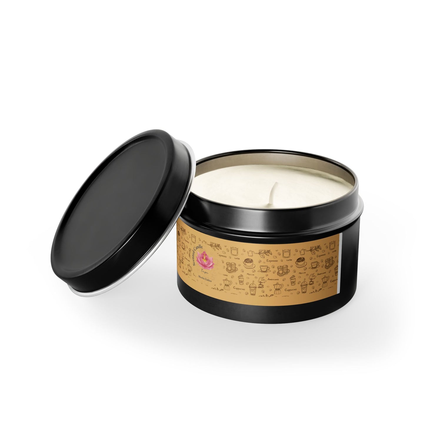 Taya's Mocha Ember - Coffee Scented Tin Candle 4oz 8oz | Coconut Soy Wax Blend