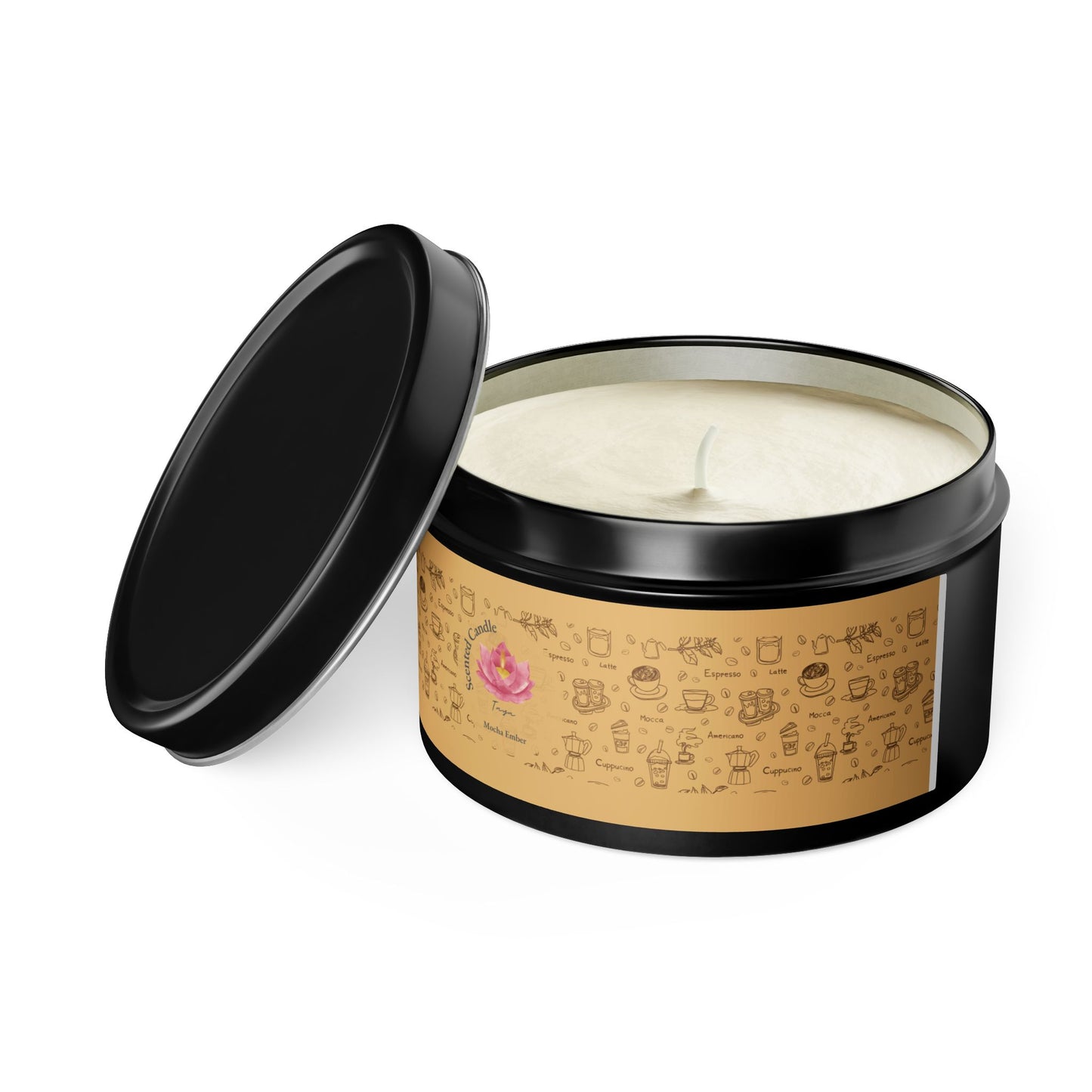 Taya's Mocha Ember - Coffee Scented Tin Candle 4oz 8oz | Coconut Soy Wax Blend